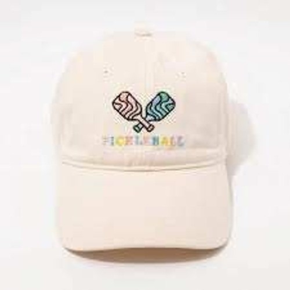 Frasier Sterling Pickleball Embroidered Baseball Hat Cream White Crossed Paddles